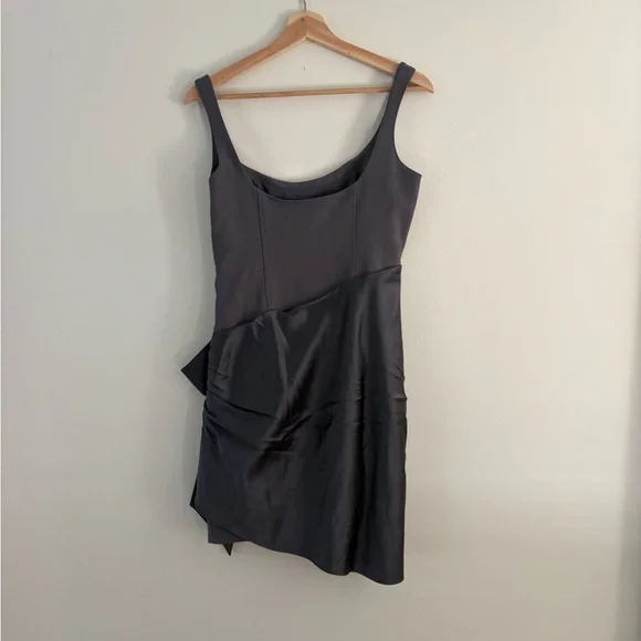 Cinq A Sept Wrap Bow Detail Mini Dress - Grey - Size 6 - Picture 6 of 8
